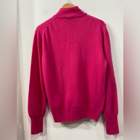 Vintage David Brown Wool Quarter Buttoned Mock Neck in Pink Oversized size S - Picture 3 of 11